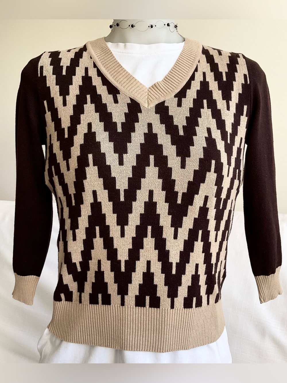 L.A.M.B. | Cashmere Blend Geometric Knit Sweater | S